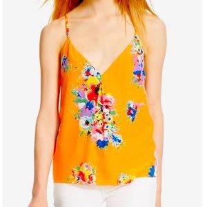 Polo Ralph Lauren Orange floral racer back tank, 100%silk. Medium